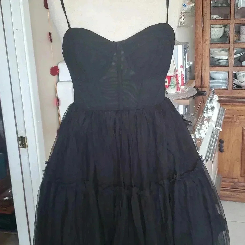💥Black tulle dress